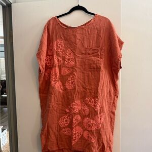 Orange Oversized Boxy Midi Dress